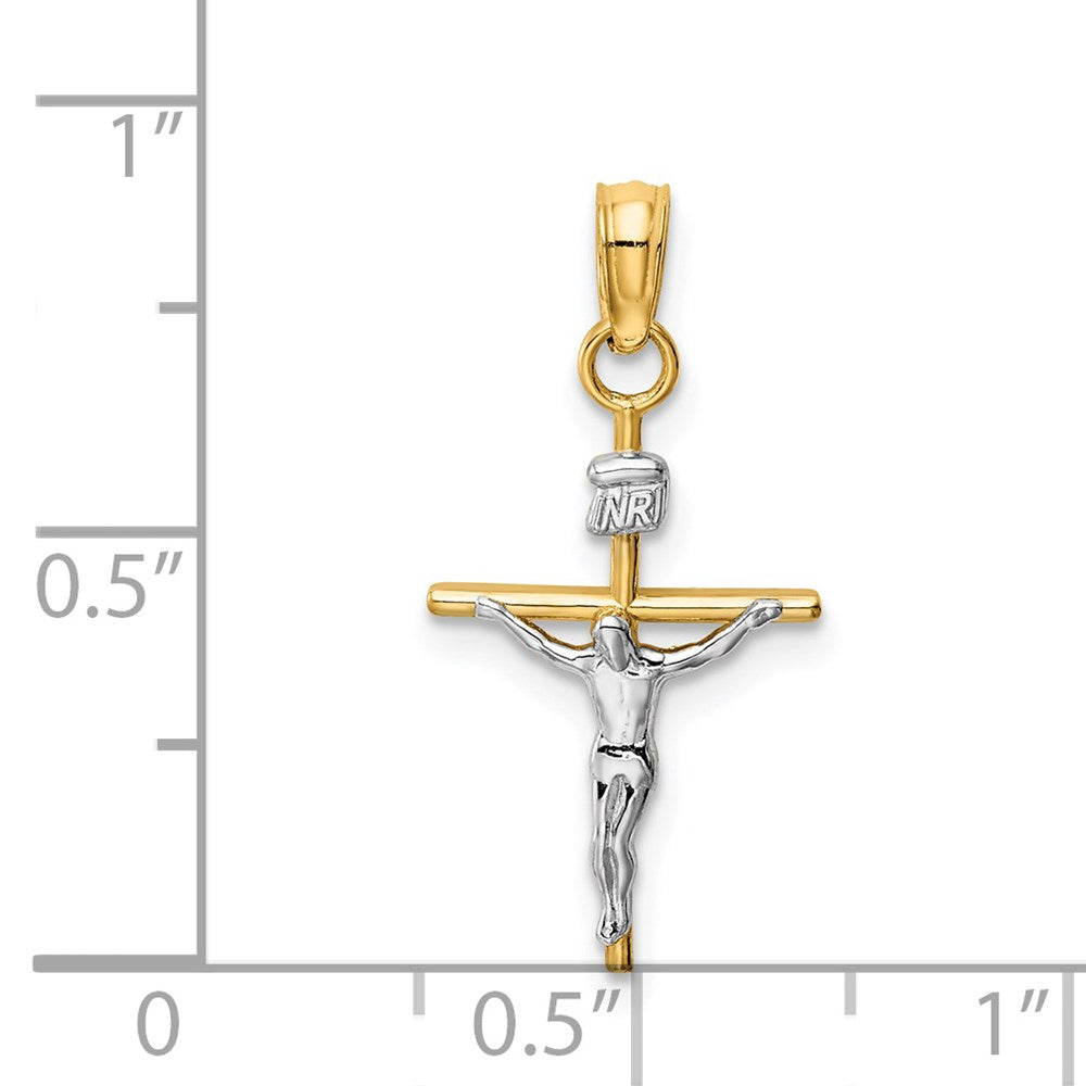 14k Two-tone INRI Crucifix Pendant
