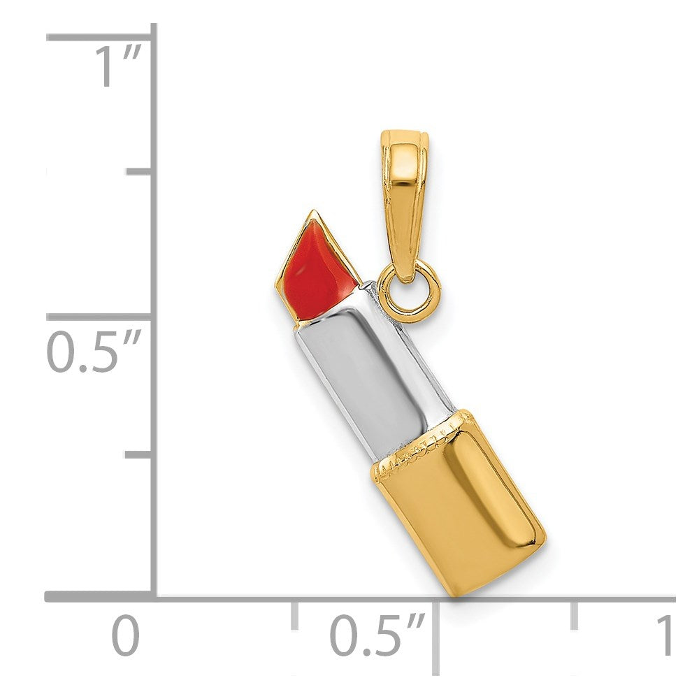 14K and Rhodium Enameled Lipstick Charm