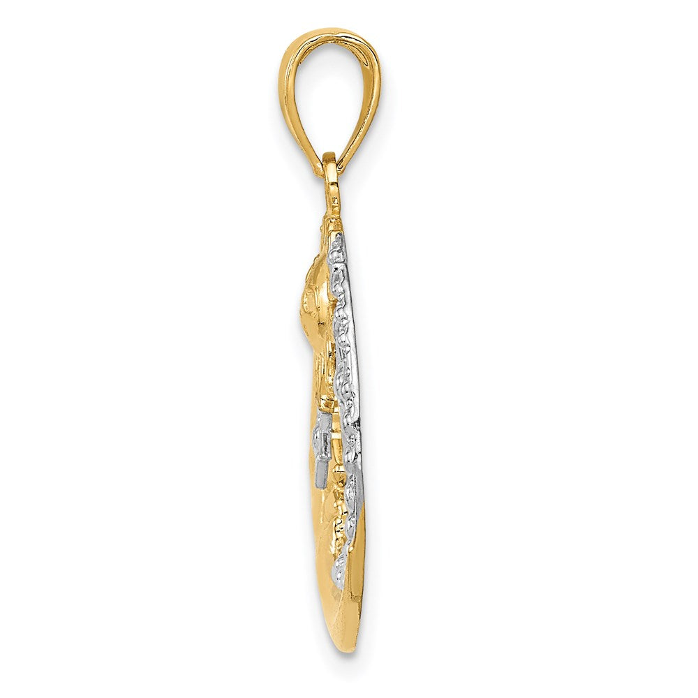 14k and Rhodium D/C Moon, Stars, and Sun Pendant