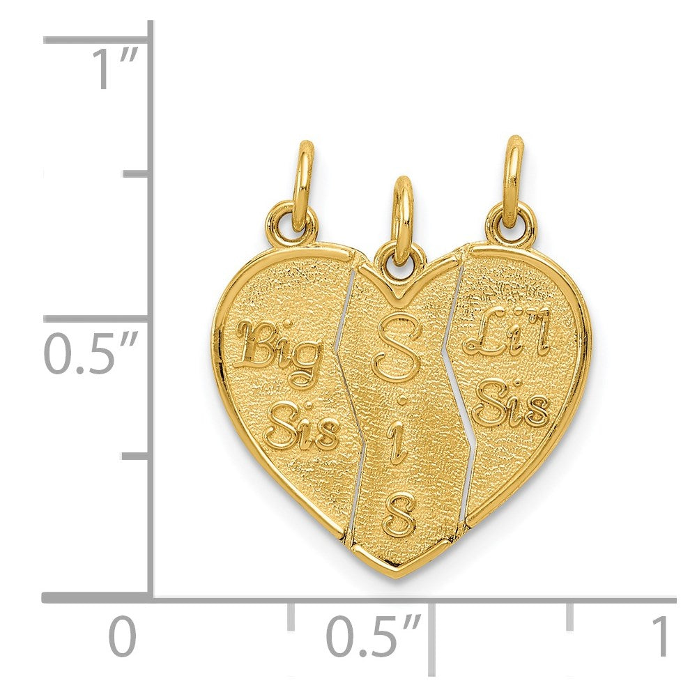14k 3-piece Break-apart BIG SIS-SIS-LIL SIS Charm
