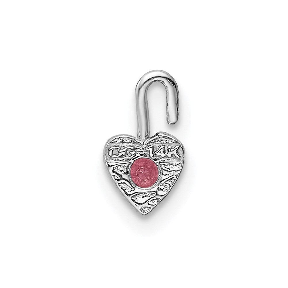 14k White Gold October Synthetic Birthstone Heart Charm