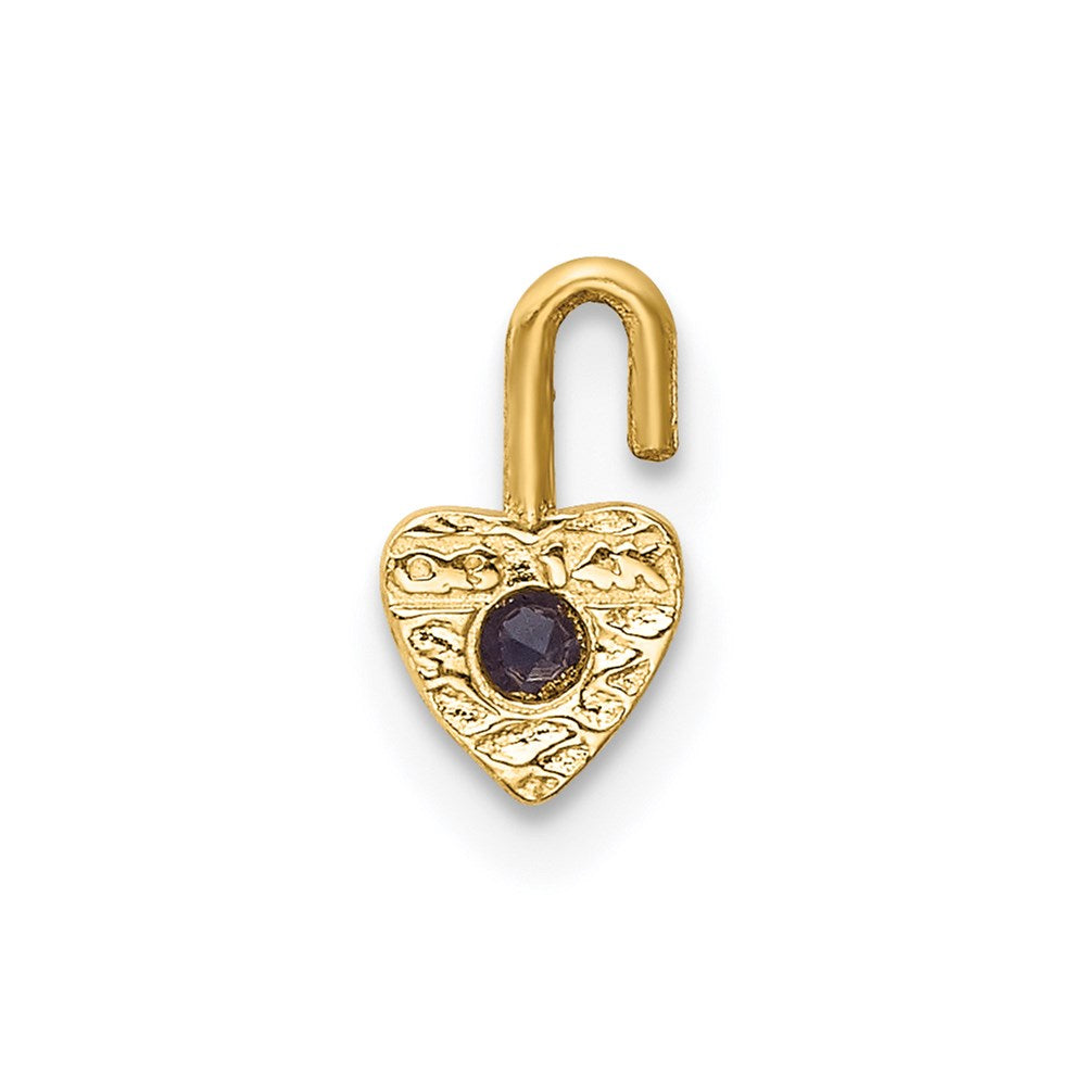 14ky June Synthetic Birthstone Heart Charm
