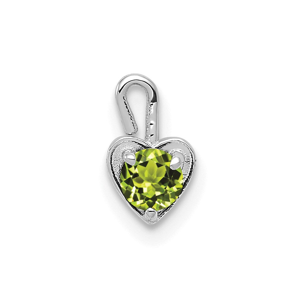 14k White Gold August Synthetic Birthstone Heart Charm
