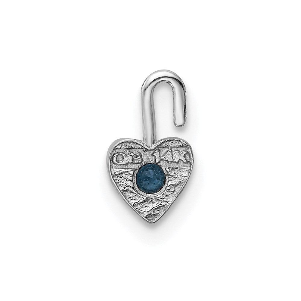14k White Gold December Synthetic Birthstone Heart Charm