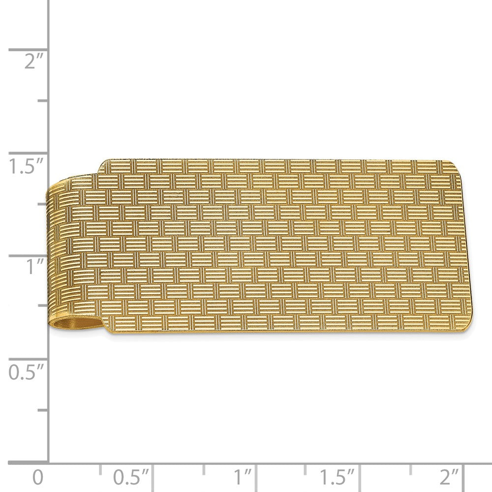 14k Men's Textured Basketweave Polished Money Clip