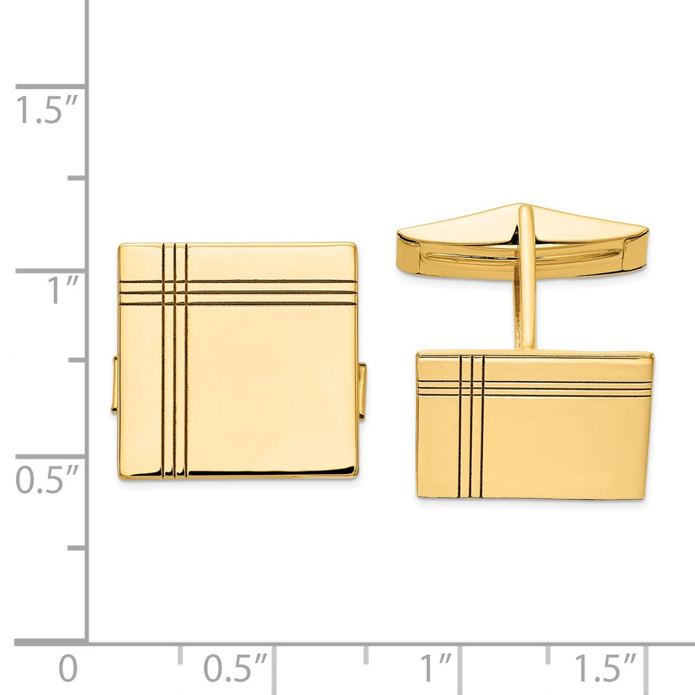 14k Men's Square w/Line Design Cuff Links