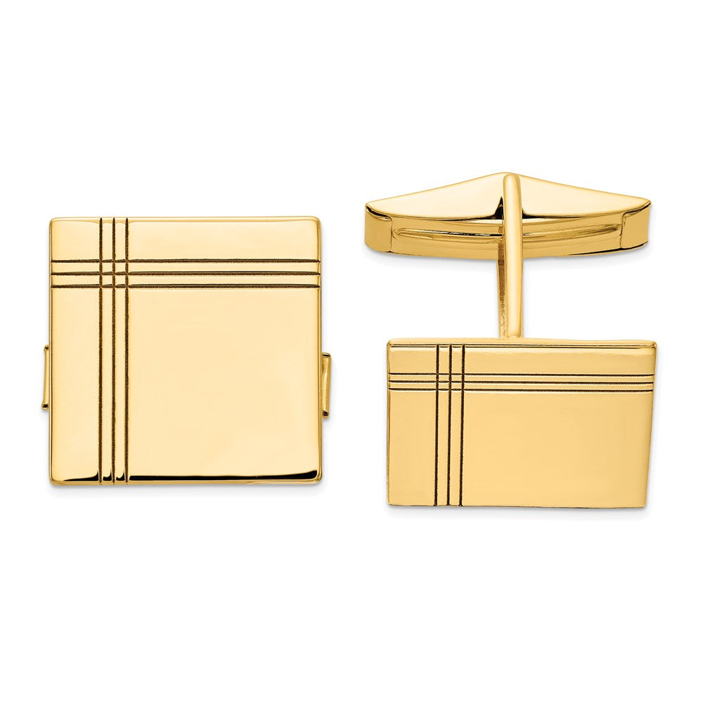 14k Men's Square w/Line Design Cuff Links