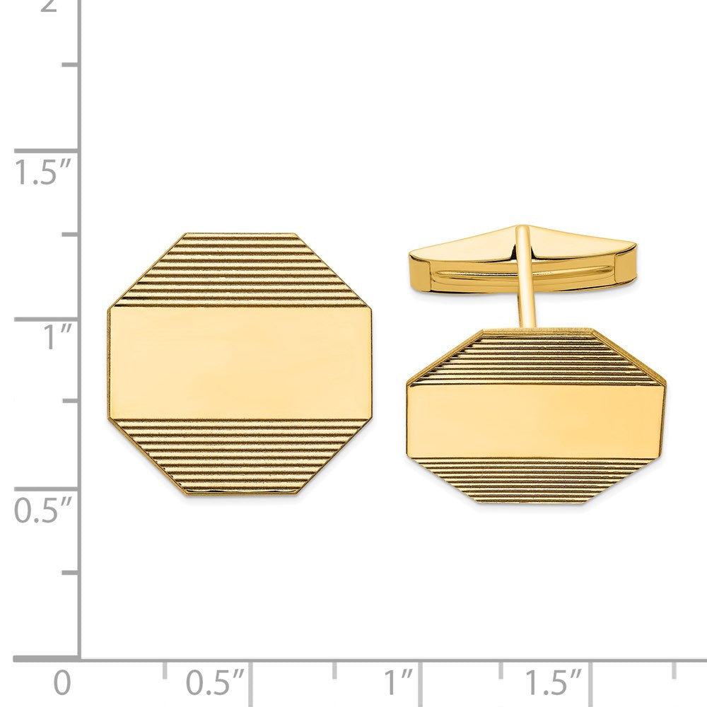 14k Men's Octagonal w/ Line Design Cuff Links