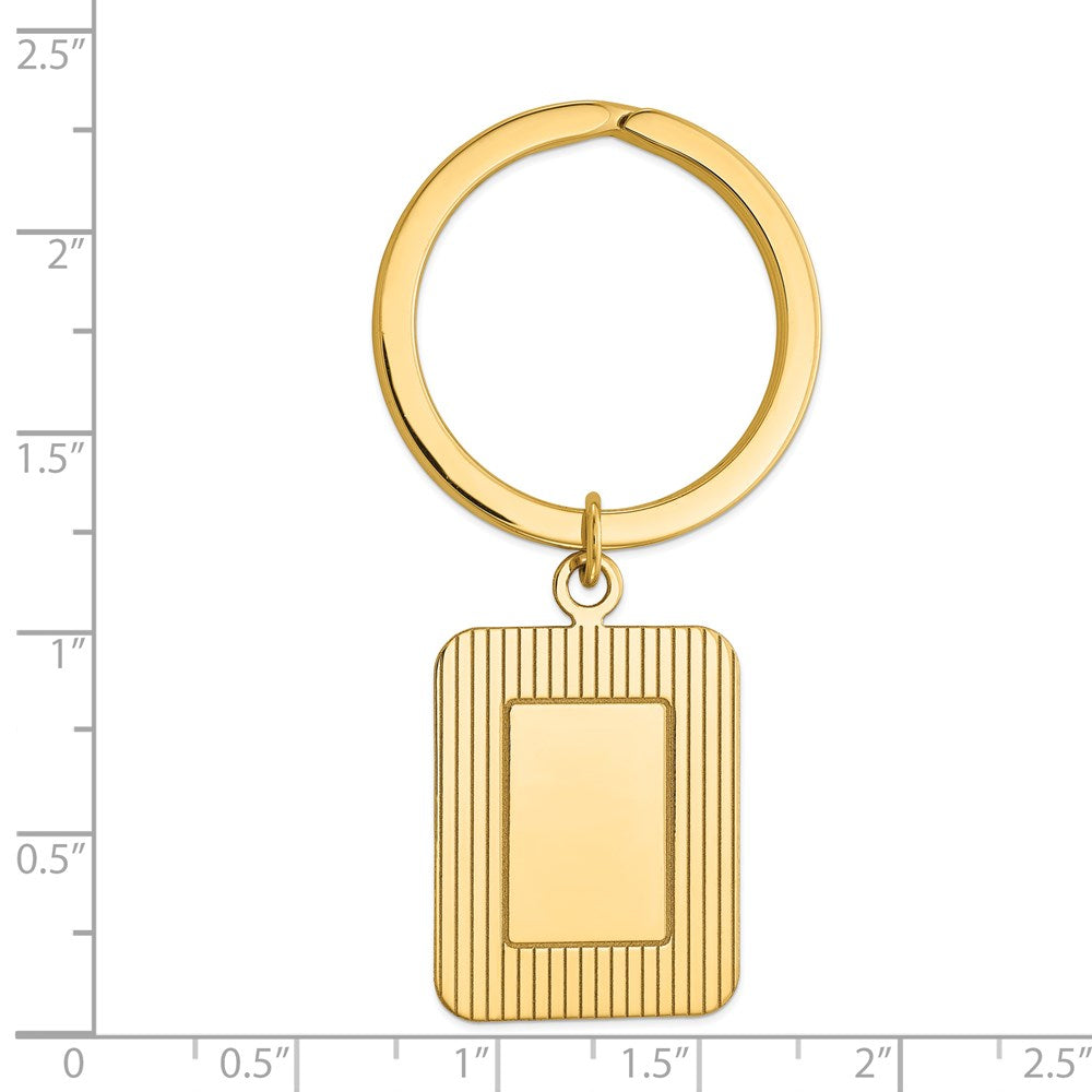 14k Textured Rectangle Disc Key Ring