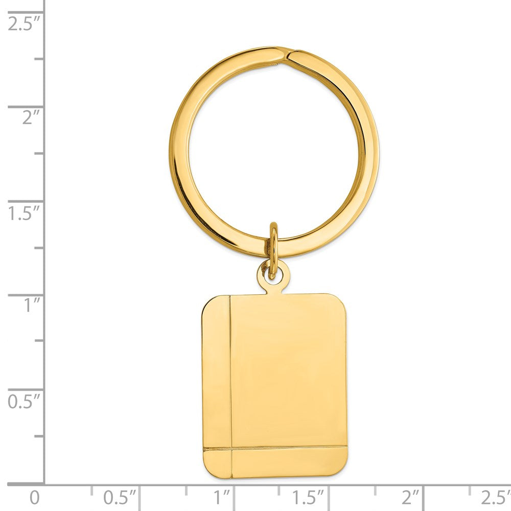 14k Grooved Rectangle Disc Key Ring