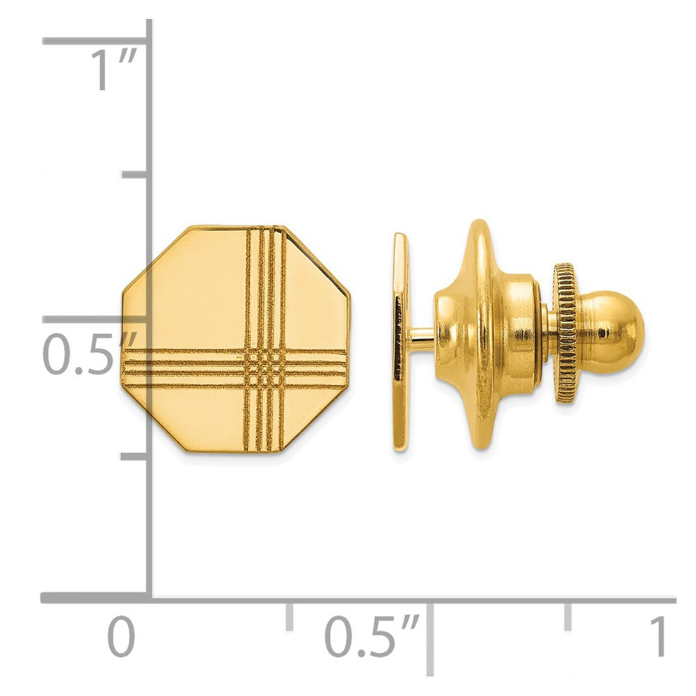 14k Men's with Line Design Octagon Tie Tac