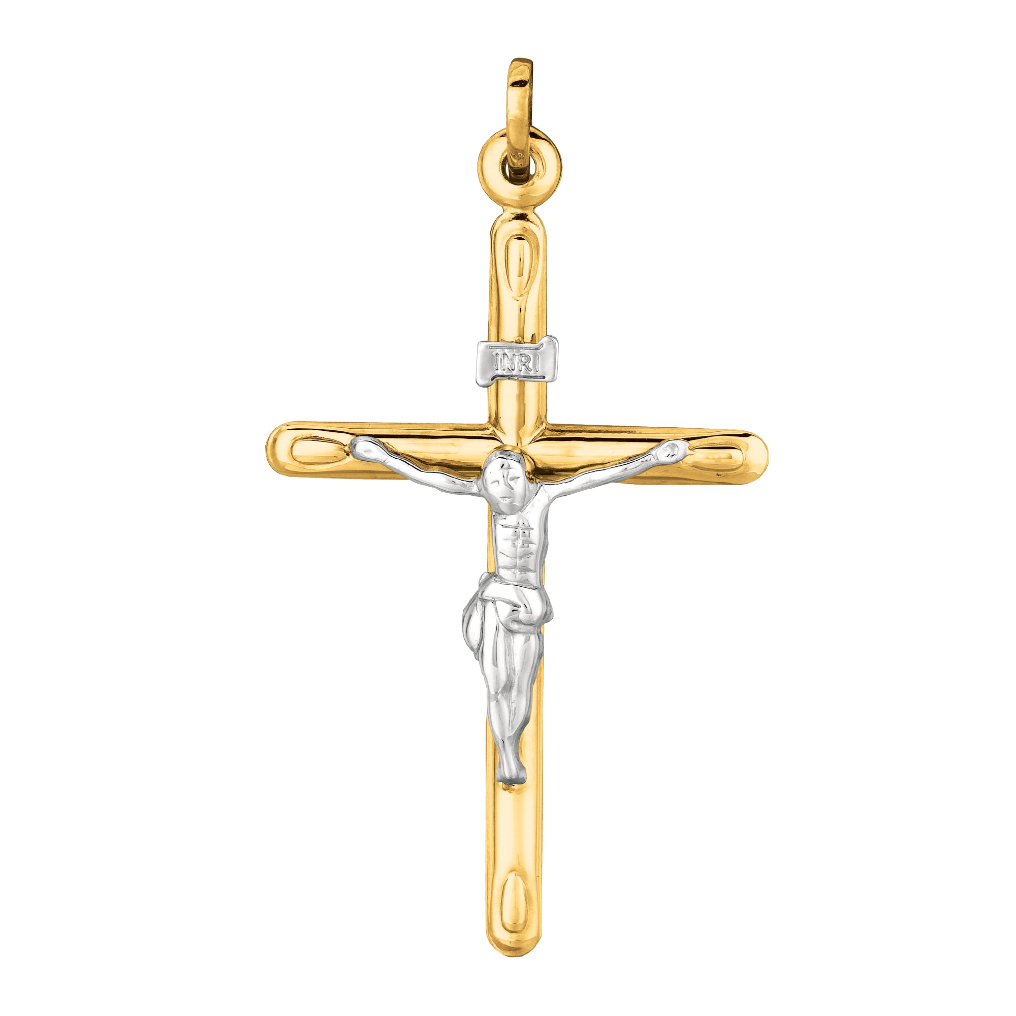 14K Yellow & White Gold Large Crucifix Cross