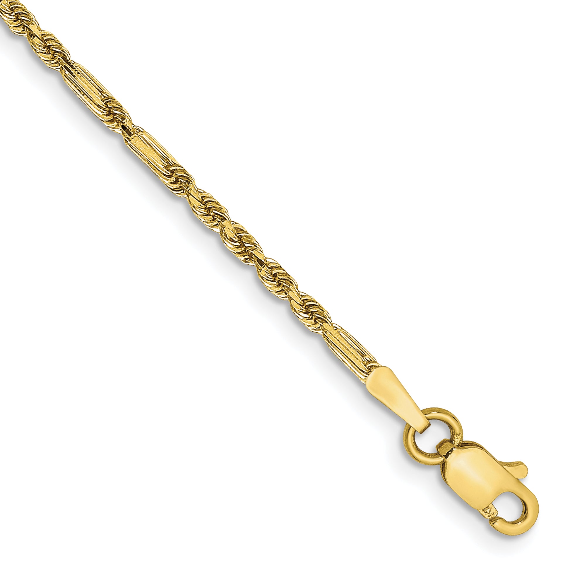 14K 8 Inch 1.8Mm Diamond-Cut Milano Rope With Lobster Clasp Chain