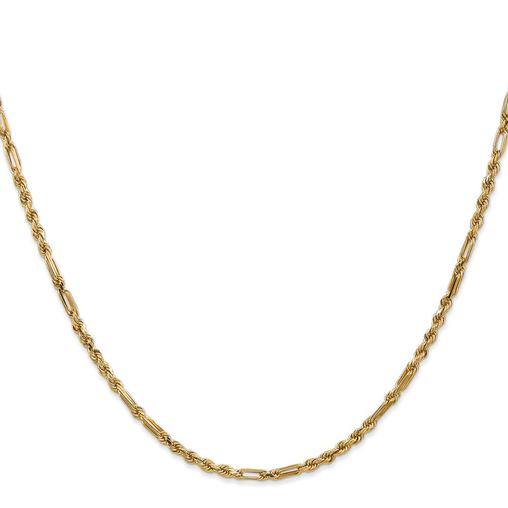 14K 30 inch 2.5mm Diamond-cut Milano Rope with Lobster Clasp Chain