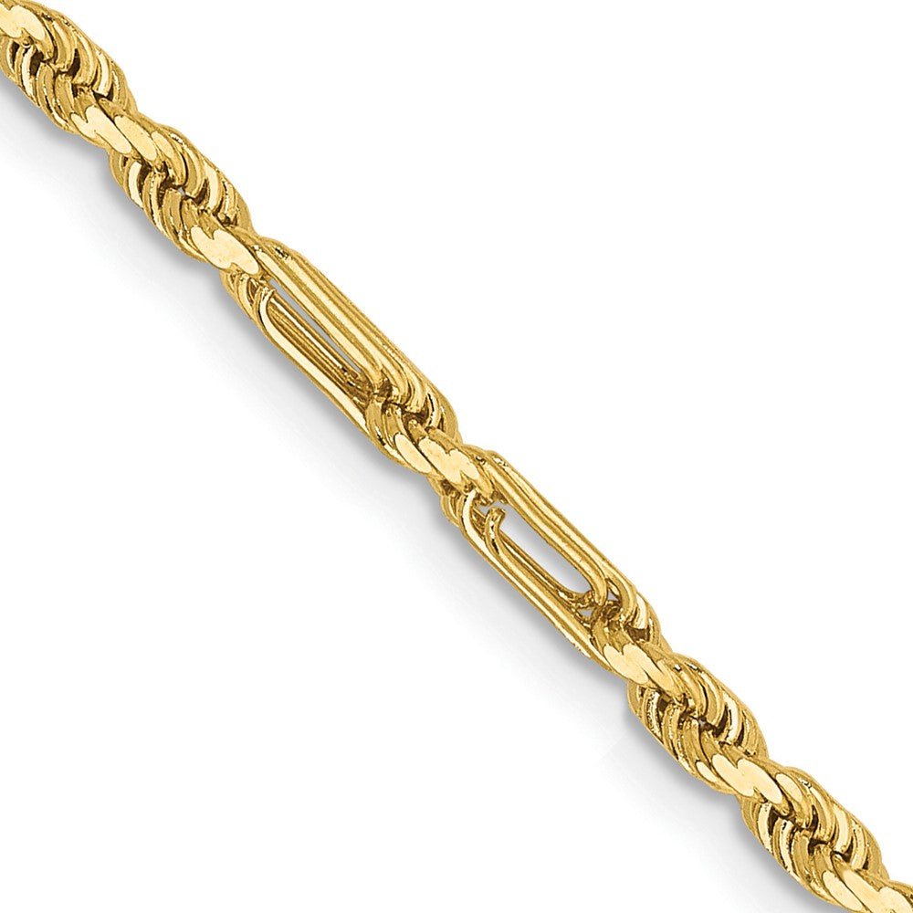 14K 30 inch 2.5mm Diamond-cut Milano Rope with Lobster Clasp Chain