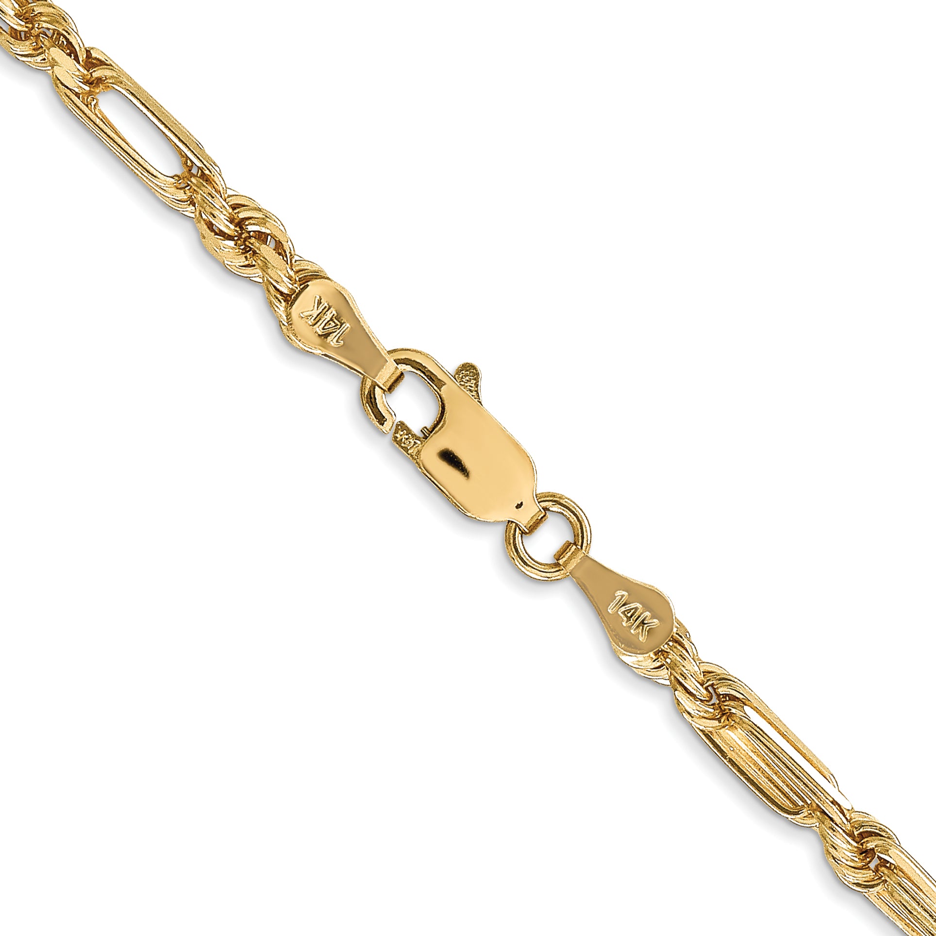 14K 20 Inch 3Mm Diamond-Cut Milano Rope With Lobster Clasp Chain