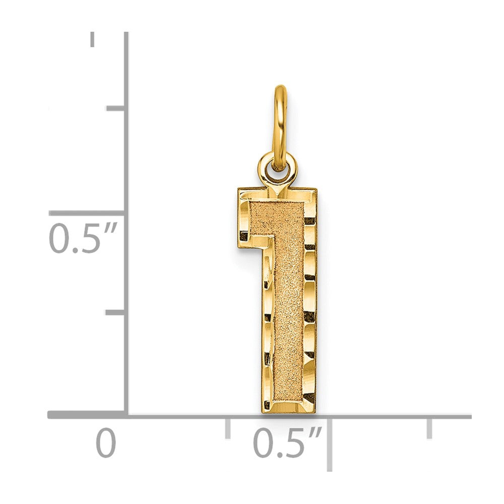 14k Medium Diamond-cut Number 1 Charm