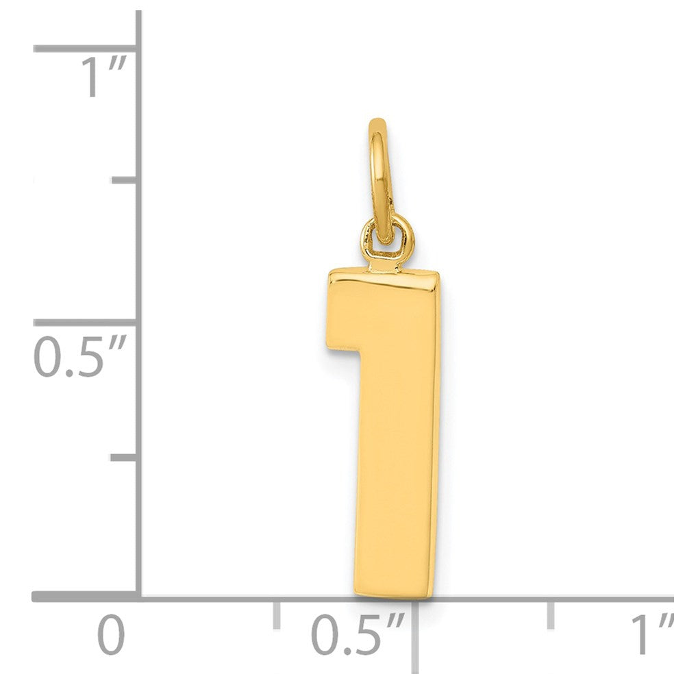 14k Medium Polished Number 1 Charm