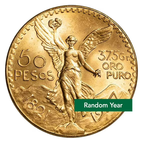 Mexican 50 Pesos Gold Coin AU-BU Condition - Random Year