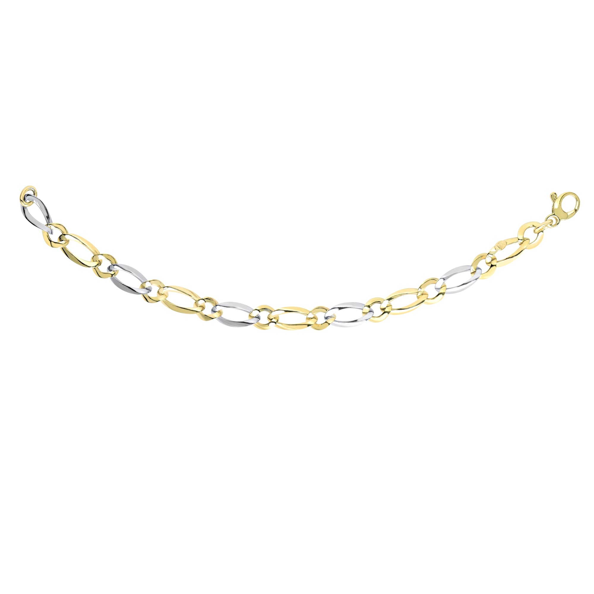 14K Yellow & White Gold 7.5" Polished Alternating Oval & Round Link