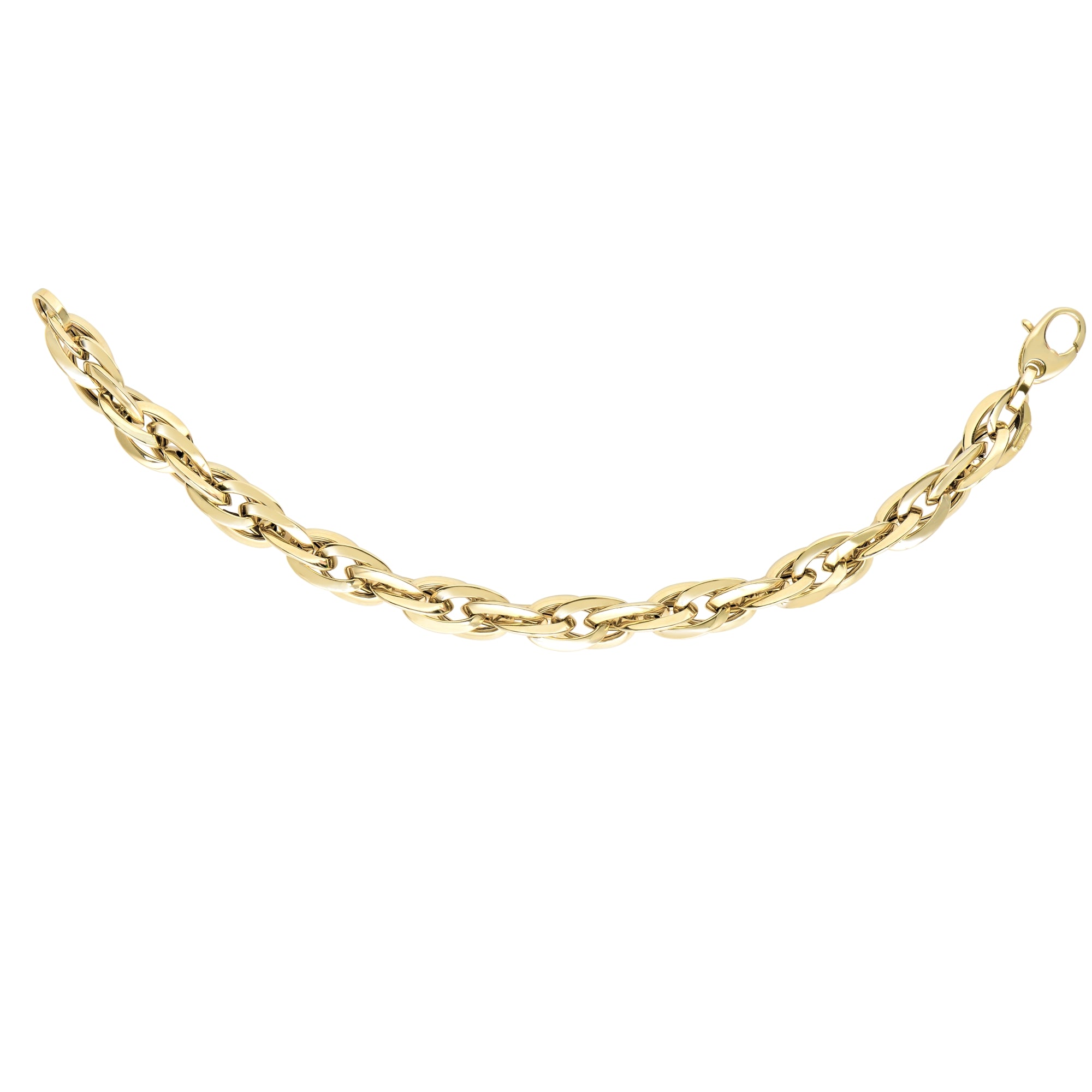 14K Yellow Gold 18" Polished Graduated Double Oval Link