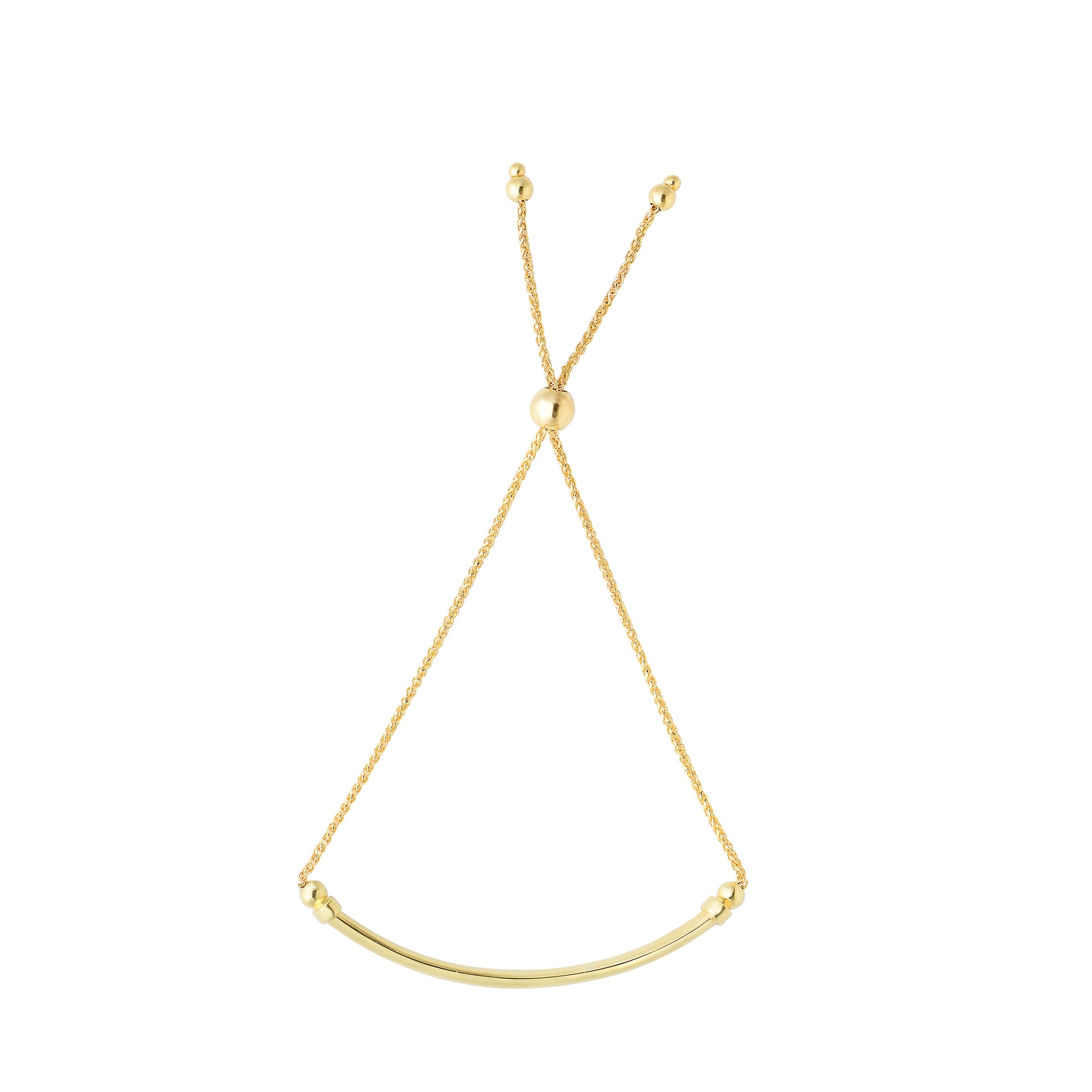 14K Yellow Gold 9.25" Polished Curved Bar Friendship Bracelet