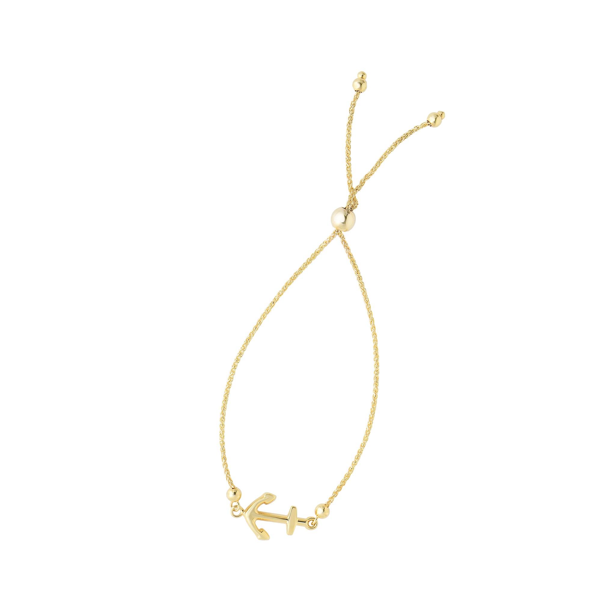 14K Yellow Gold 9.25" Anchor Friendship Bracelet