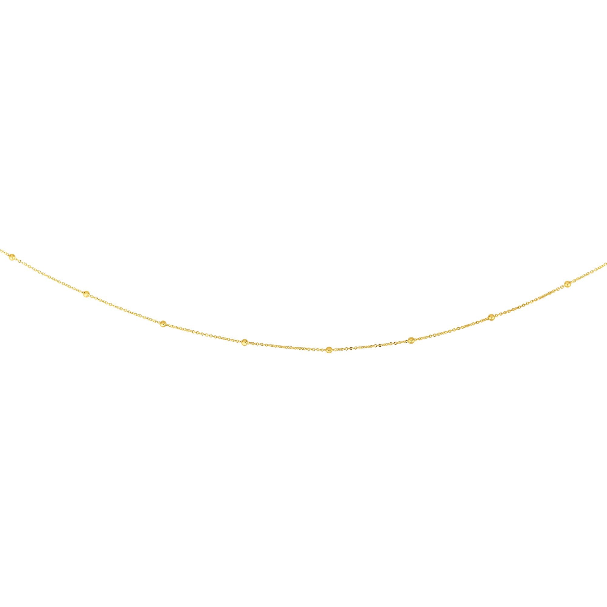 14K Yellow Gold 1.8mm Polished Bead Saturn 18" Chain with Spring Ring Clasp