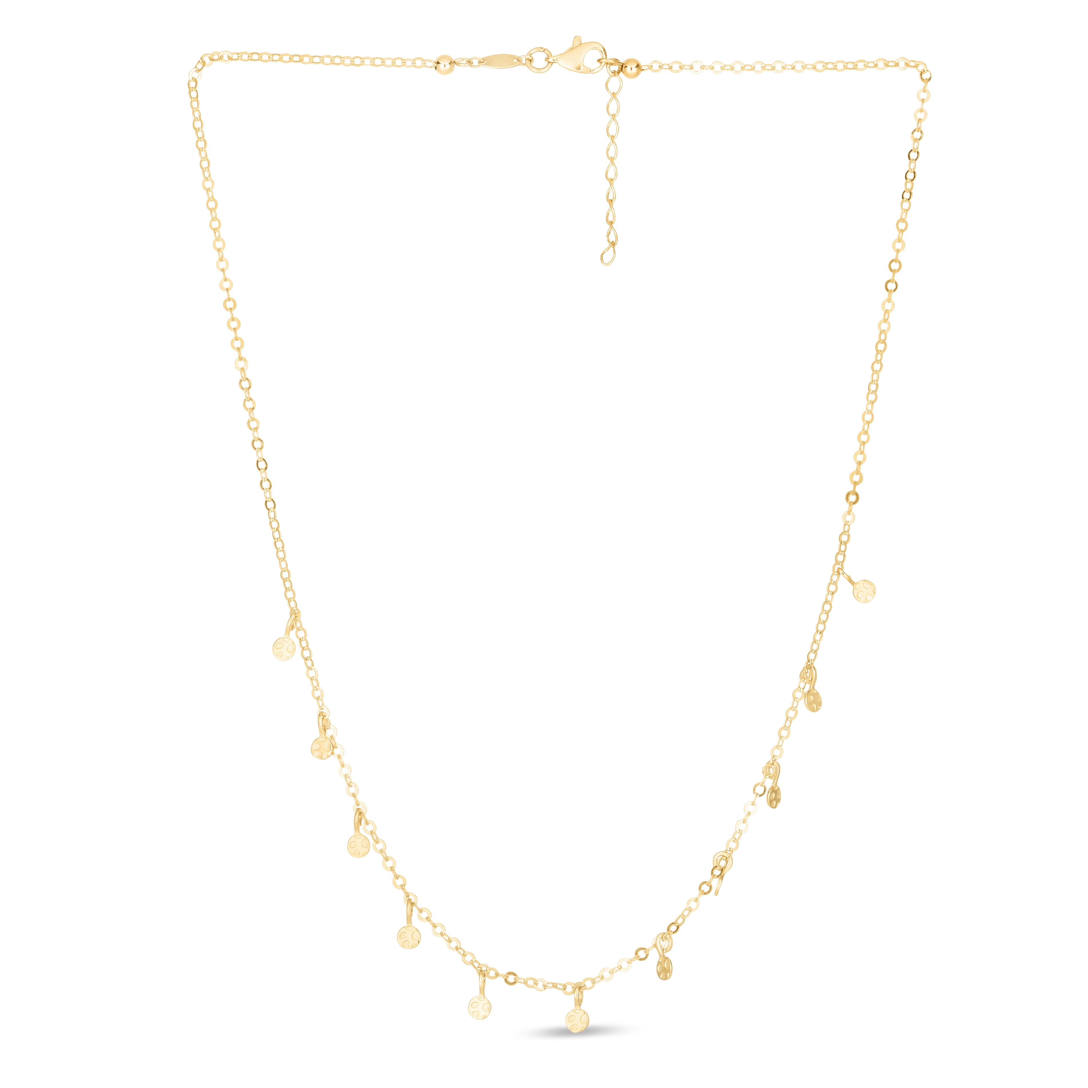 14K Yellow Gold 16" Polished Circle Dangle Choker