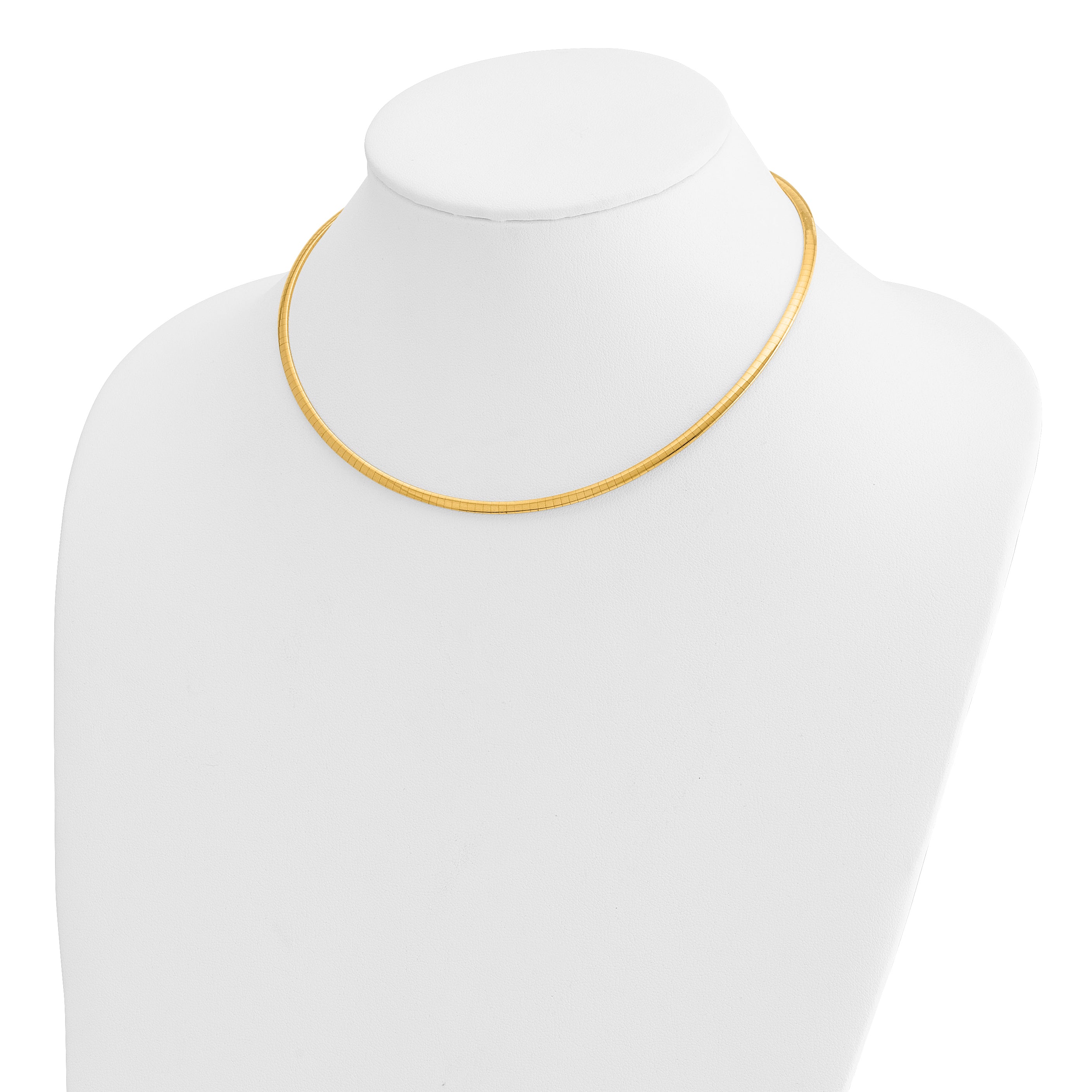 14k Polished 3mm Standard Weight 16 inch Domed Omega Necklace