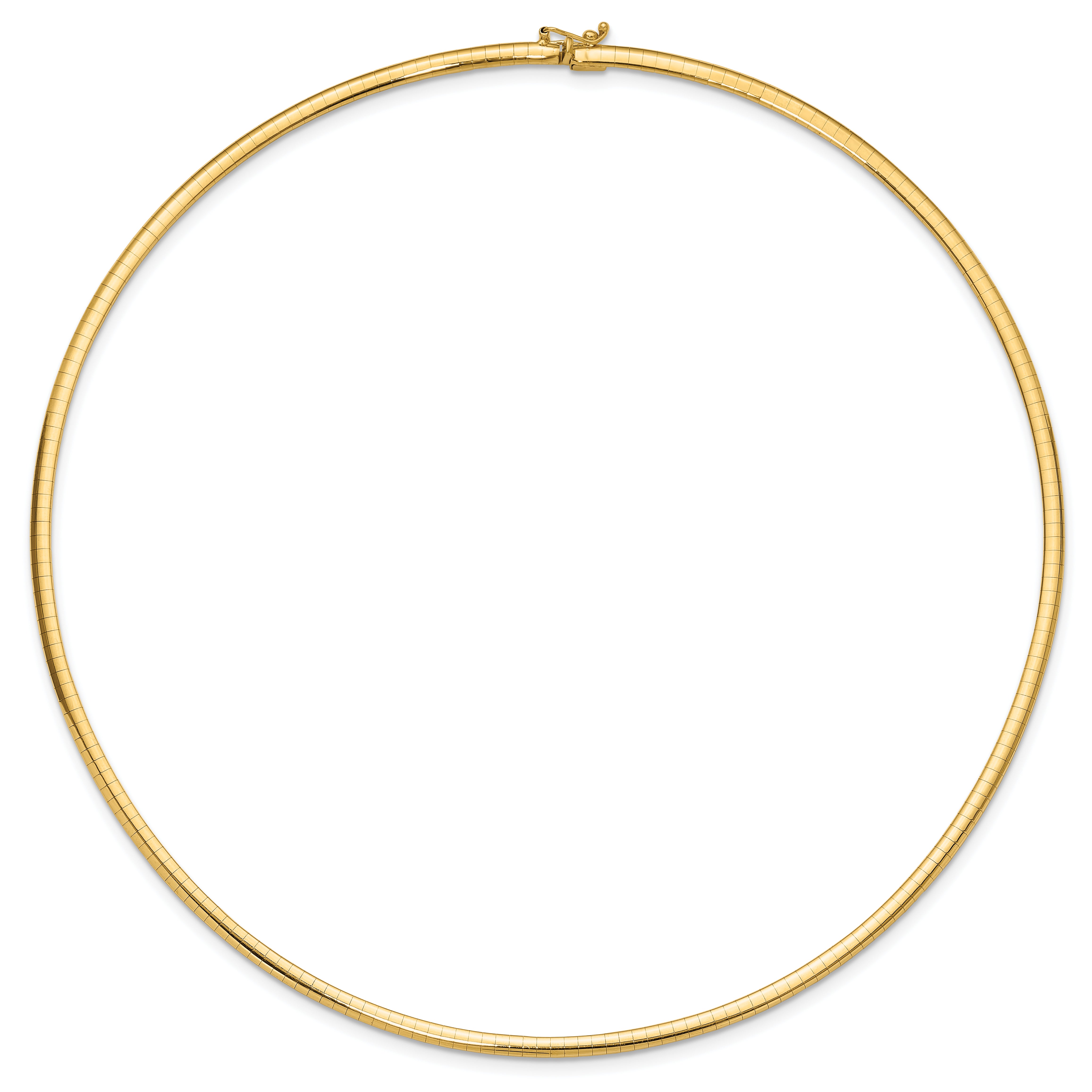 14k Polished 3mm Standard Weight 16 inch Domed Omega Necklace