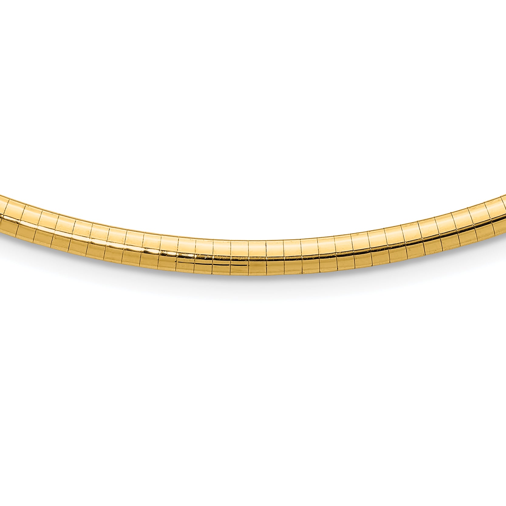 14k Polished 4mm 7 inch Domed Omega Bracelet