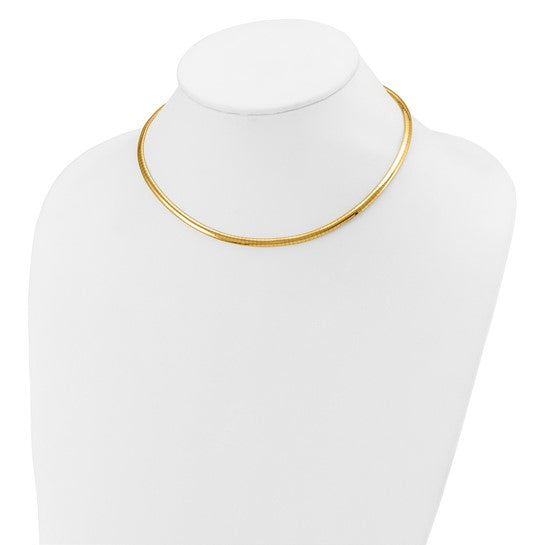 14k Polished 5.0mm Lightweight 16 inch Domed Omega Necklace FNY