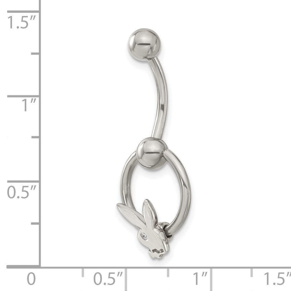 Playboy Crystal Bunny Circle 14 Gauge Belly Ring