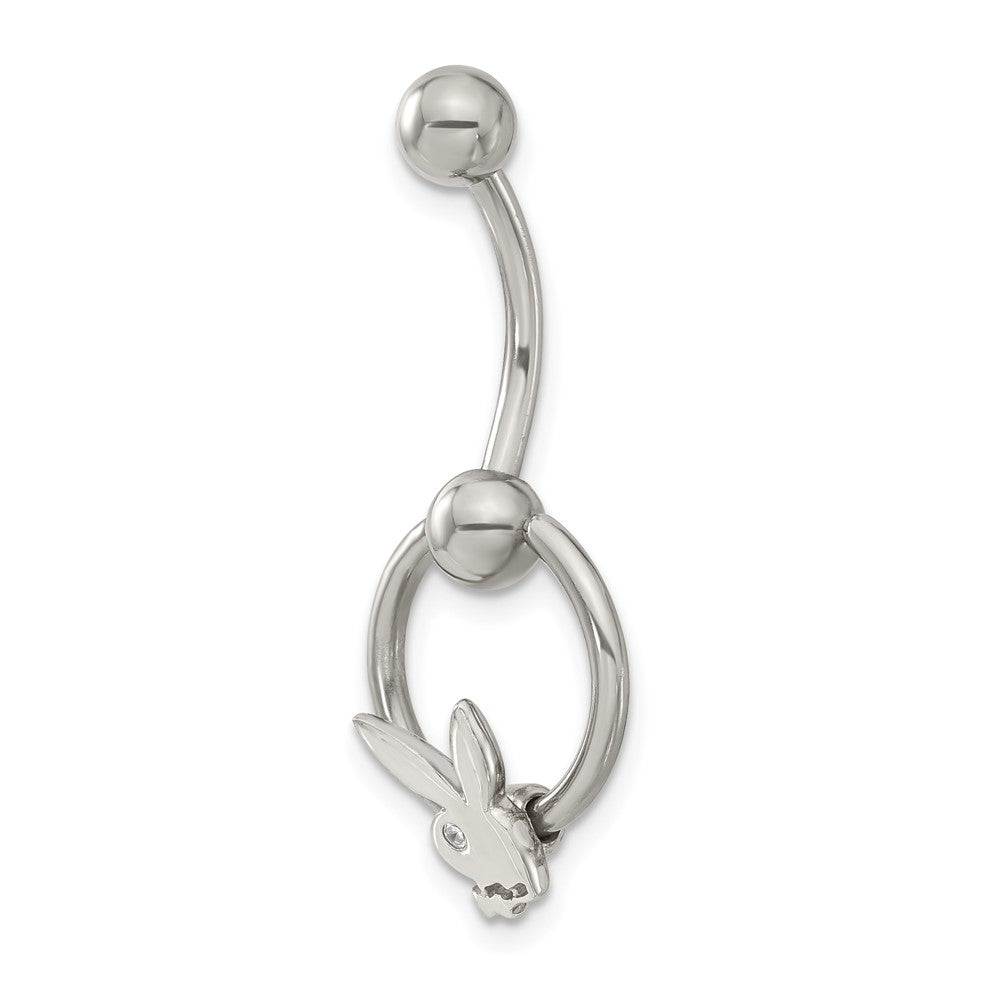 Playboy Crystal Bunny Circle 14 Gauge Belly Ring