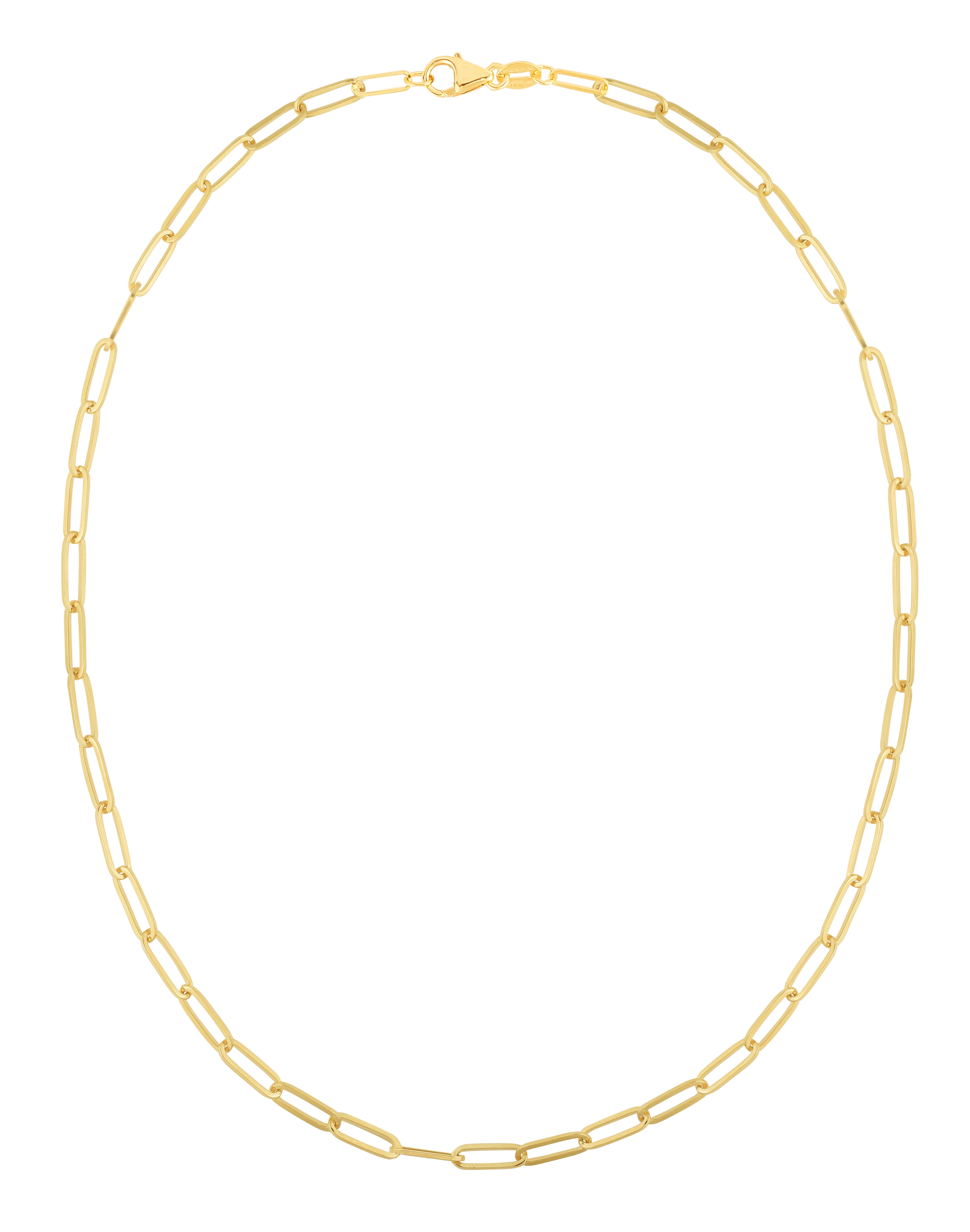 14K Yellow Gold 4mm Paperclip 24" Chain Necklace
