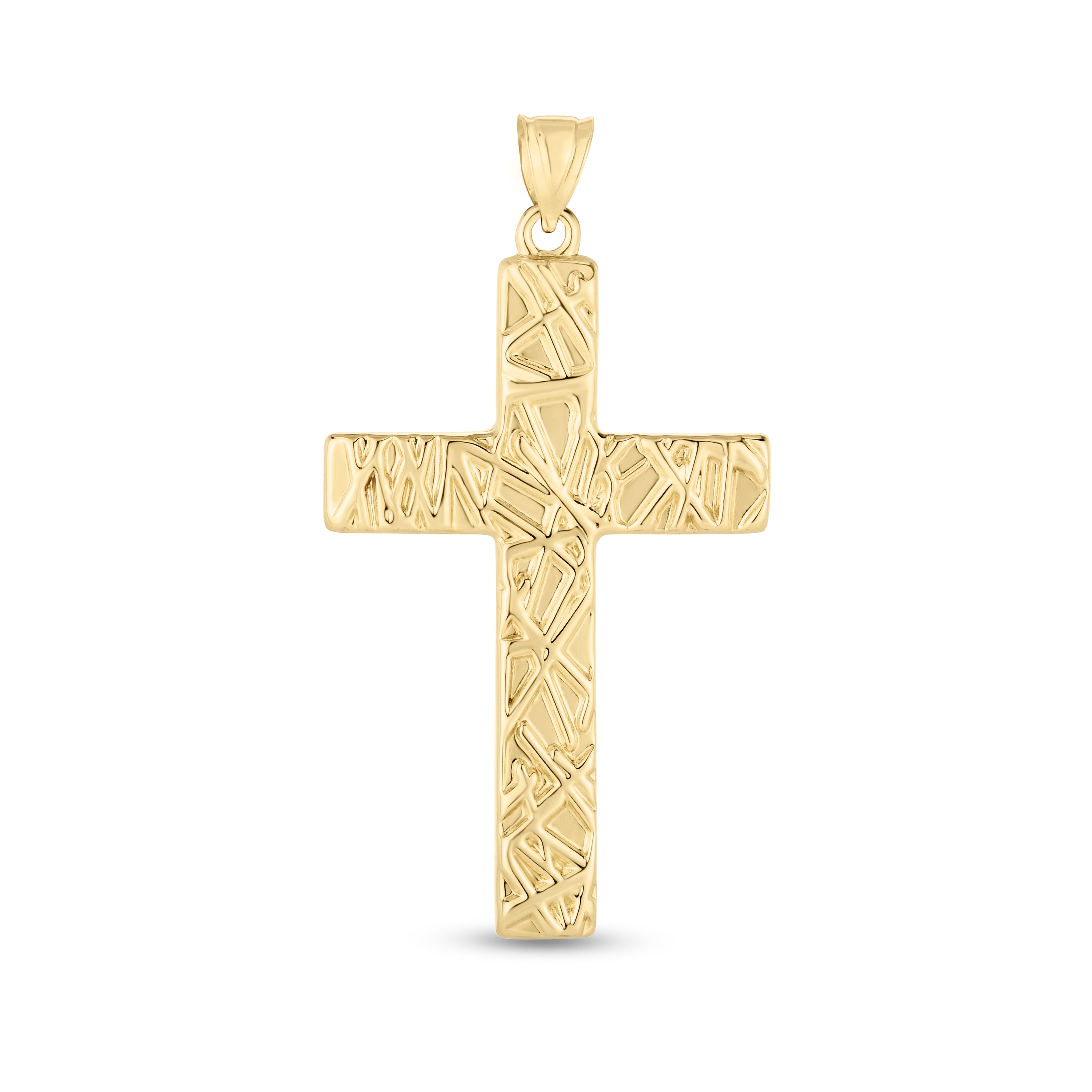 14K Yellow Gold Textured Cross Pendant. Sold Individually. Pair It With Any Of Our Basic Chains.