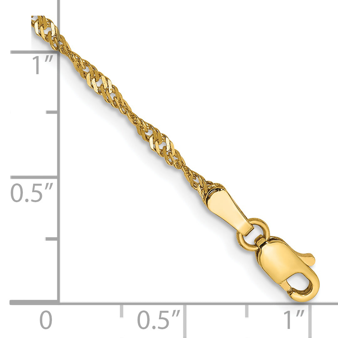 14K 10 Inch 1.70Mm Singapore With Lobster Clasp Anklet