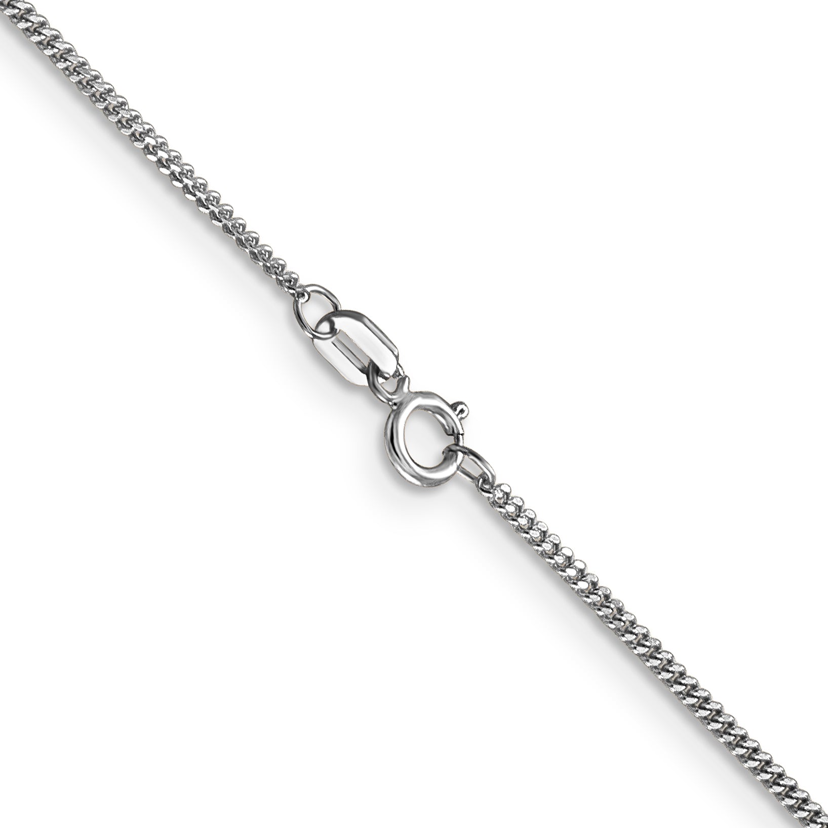 14K White Gold 18 inch 1.4mm Curb with Spring Ring Clasp Pendant Chain