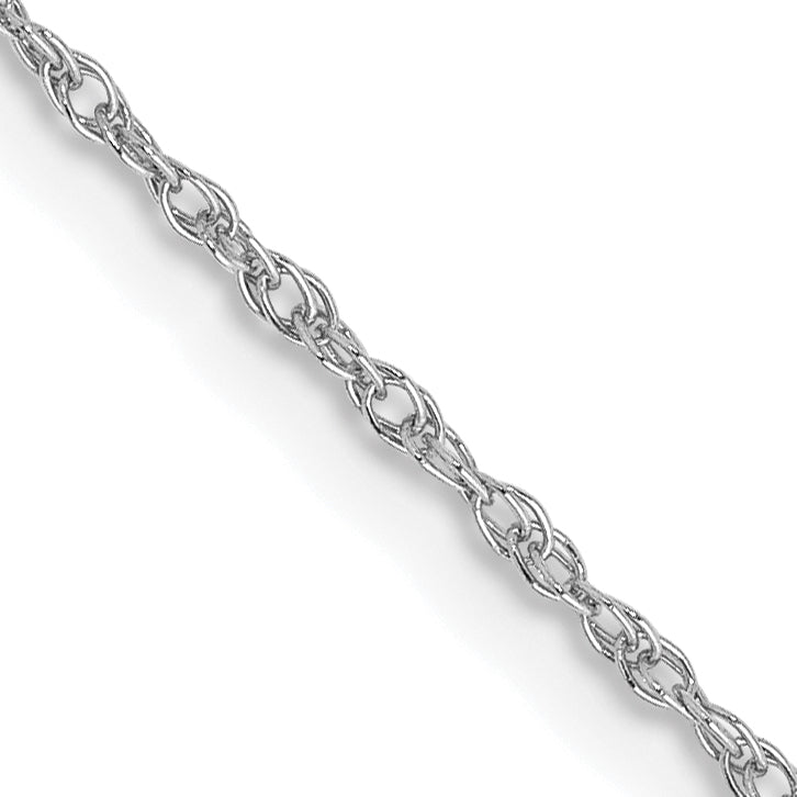 14K White Gold 16 inch .8mm Light Baby Rope with Spring Ring Clasp Chain