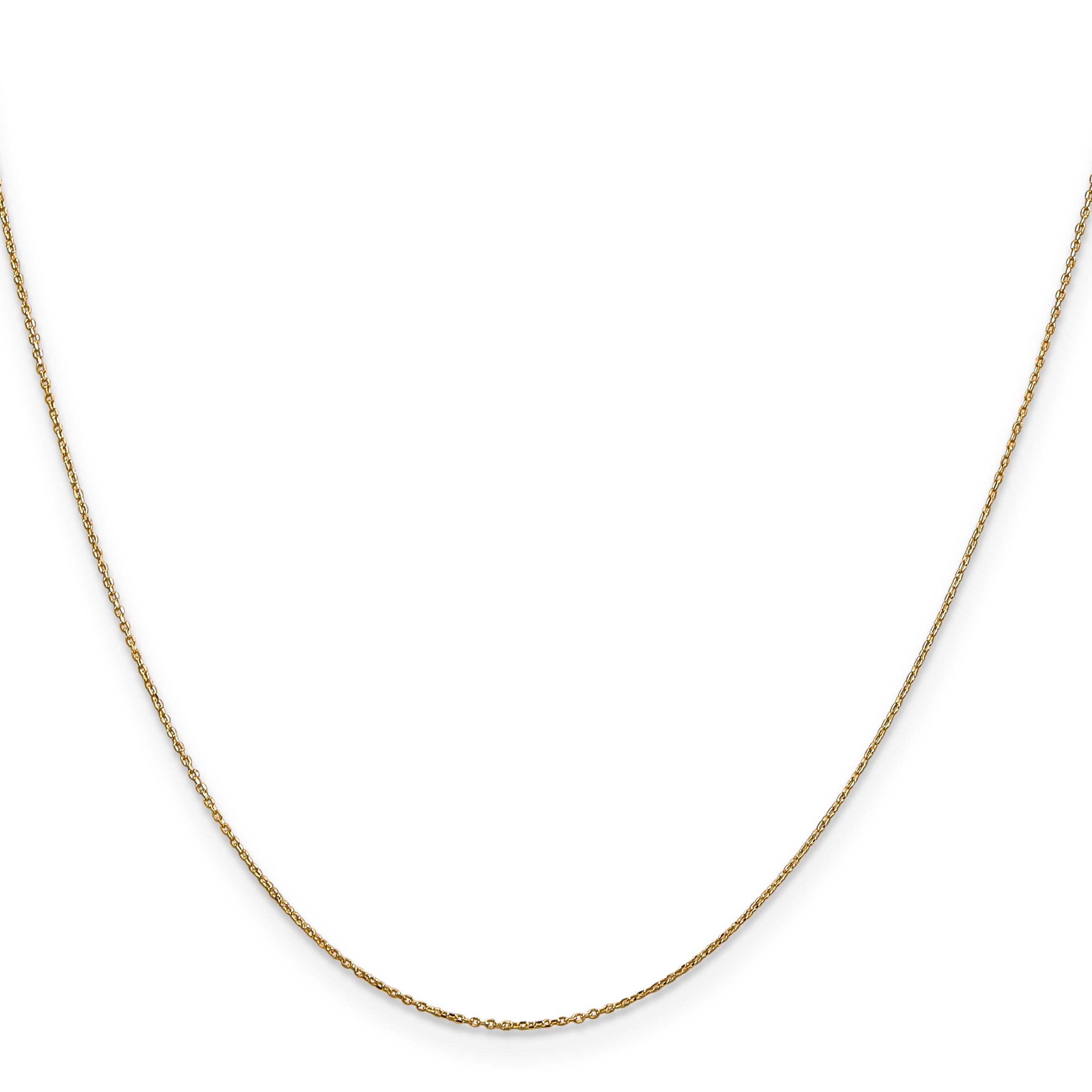 14K 16 inch .6mm Diamond-cut Round Open Link Cable with Spring Ring Clasp Chain