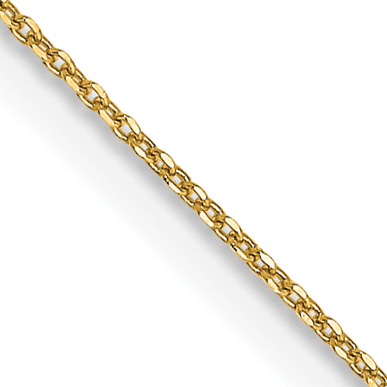 14K 16 inch .6mm Diamond-cut Round Open Link Cable with Spring Ring Clasp Chain