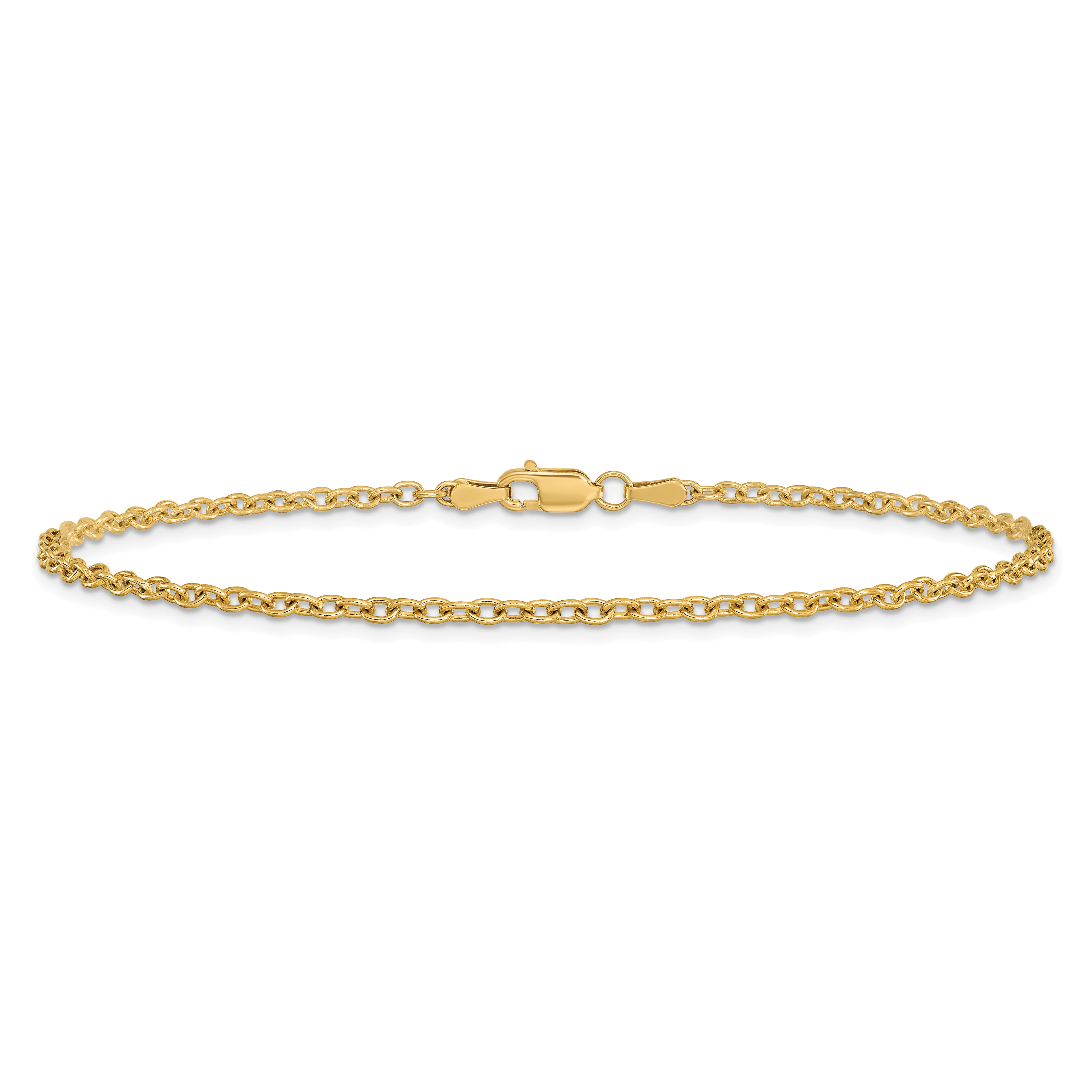 14K 10 inch 2.2mm Forzantine Cable with Lobster Clasp Anklet