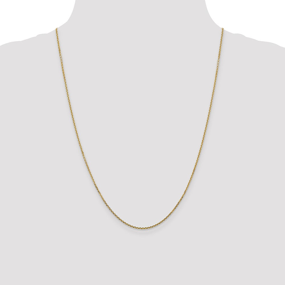 14K 24 inch 1.45mm Solid Diamond-cut Cable with Lobster Clasp Chain