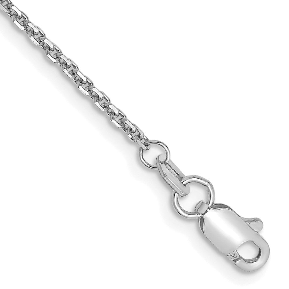 14K White Gold 9 inch 1.45mm Diamond-cut Cable with Lobster Clasp Anklet