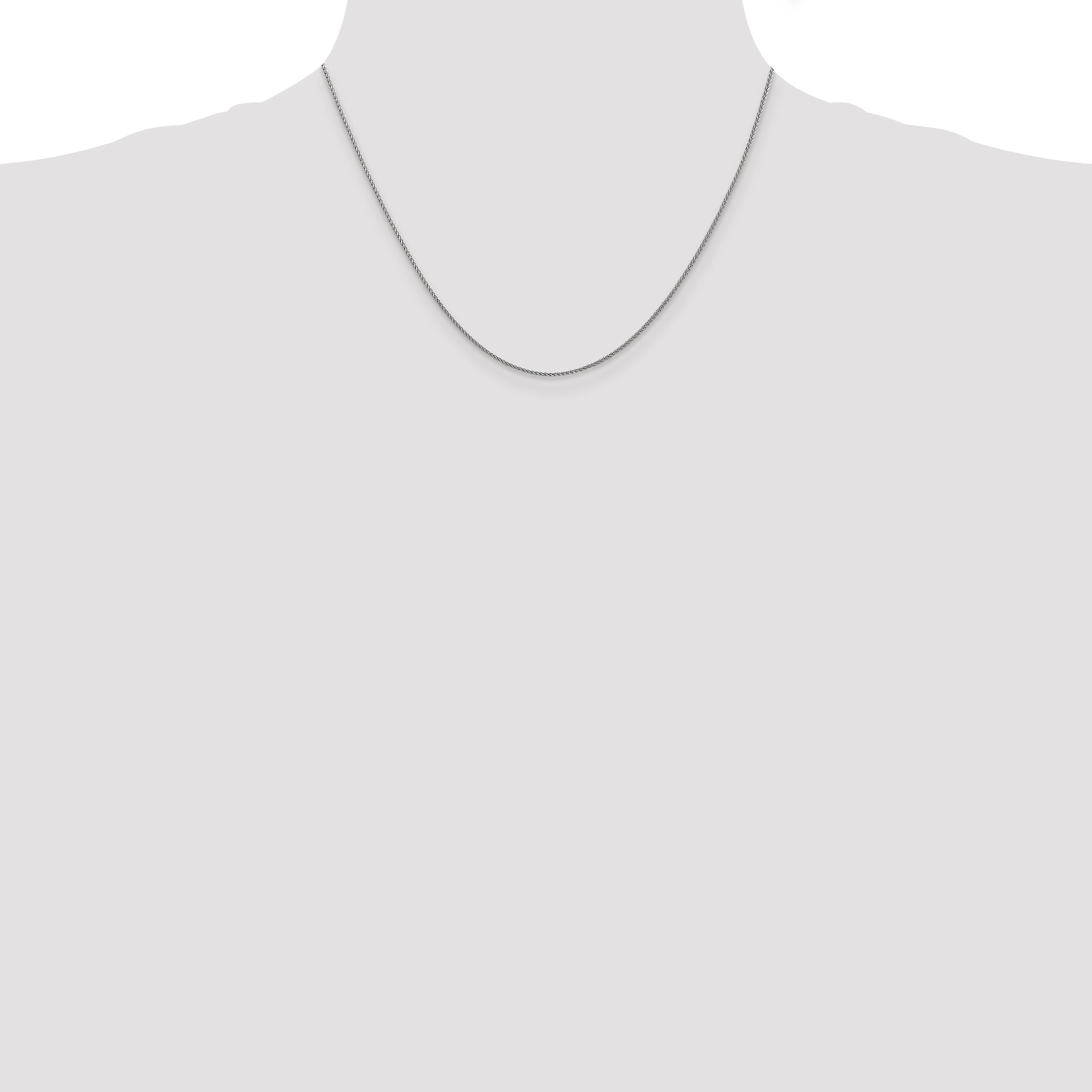 14K White Gold 18 inch 1.05mm Diamond-cut Spiga with Lobster Clasp Chain