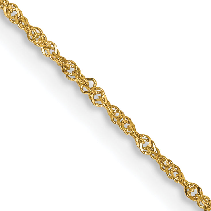 14K 24 Inch 1Mm Singapore With Spring Ring Clasp Chain