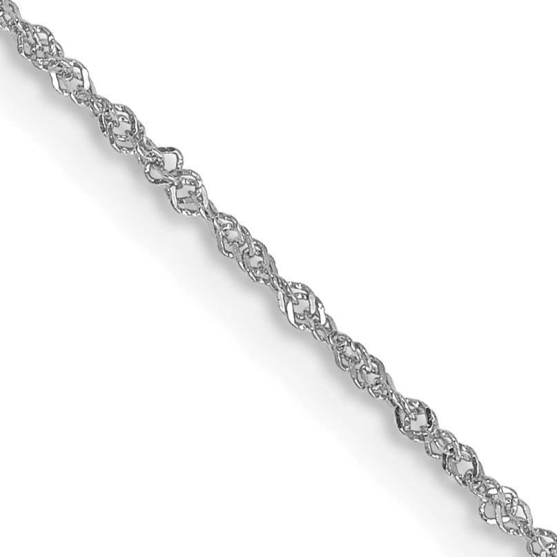 14K White Gold 20 Inch 1Mm Singapore With Spring Ring Clasp Chain