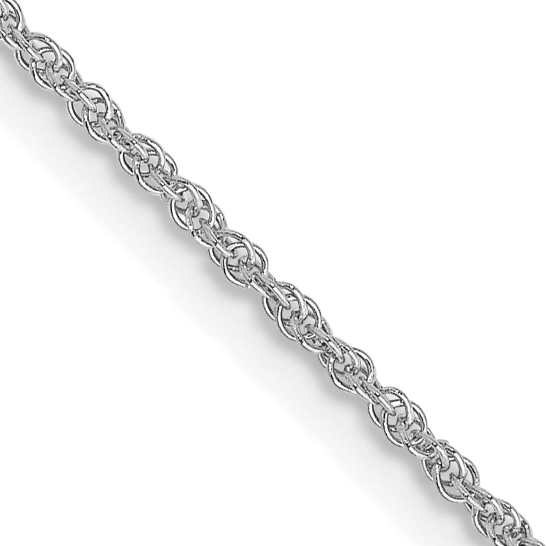 14K White Gold 18 inch 1.1mm Baby Rope with Spring Ring Clasp Chain