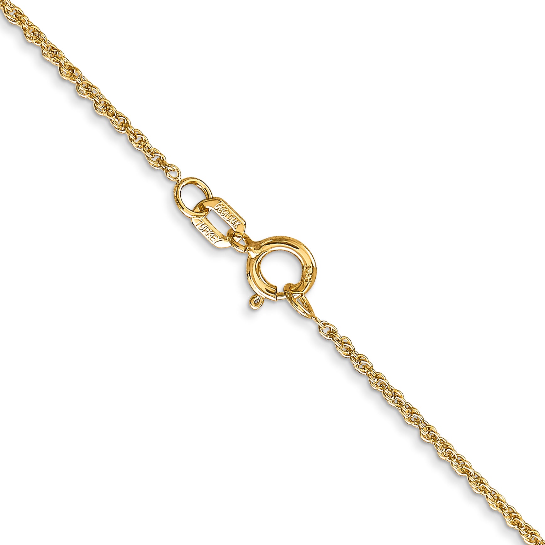 14K 18 Inch 1.1Mm Baby Rope With Spring Ring Clasp Chain